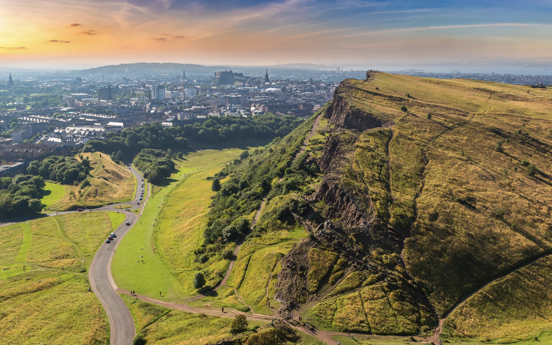 Aerial view over Edinburgh
