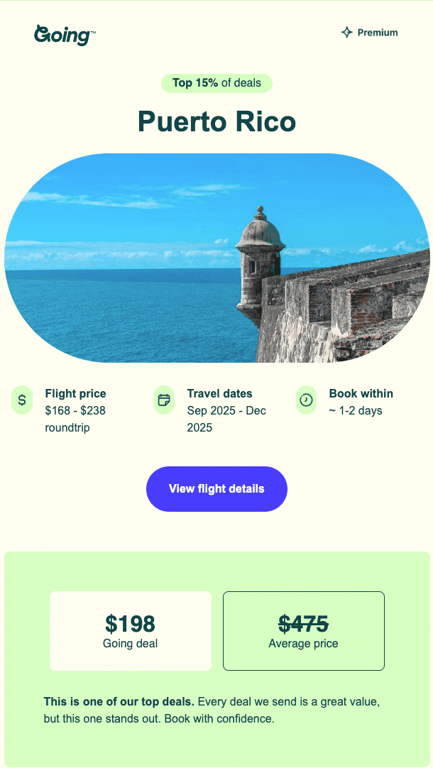 Going Grade Top 15% to Puerto Rico