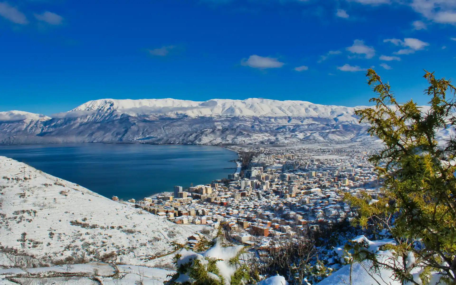 Snowy landscape in Albania