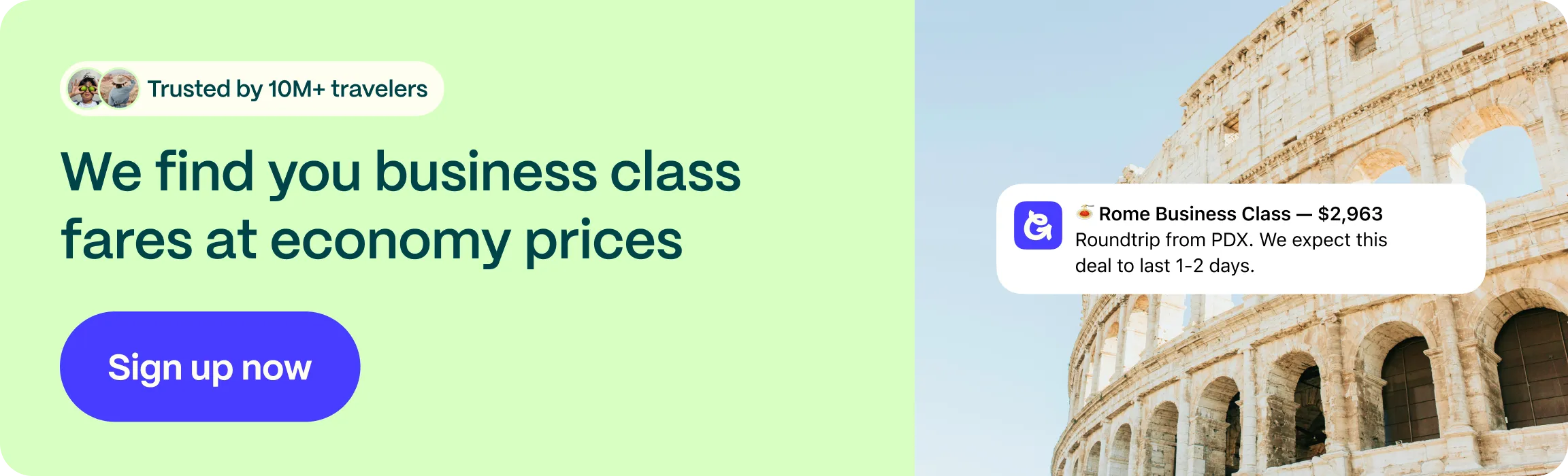 Get business class tickets at economy class prices