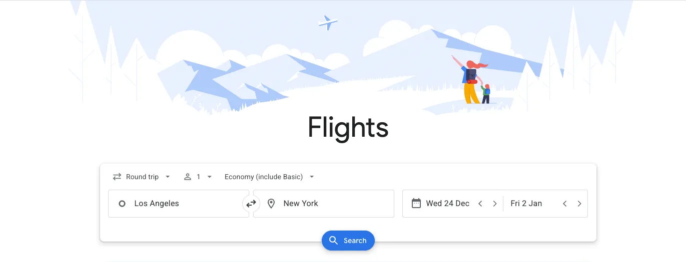 Enter your origin, destination, and travel dates in Google Flights to exclude basic economy from your search.
