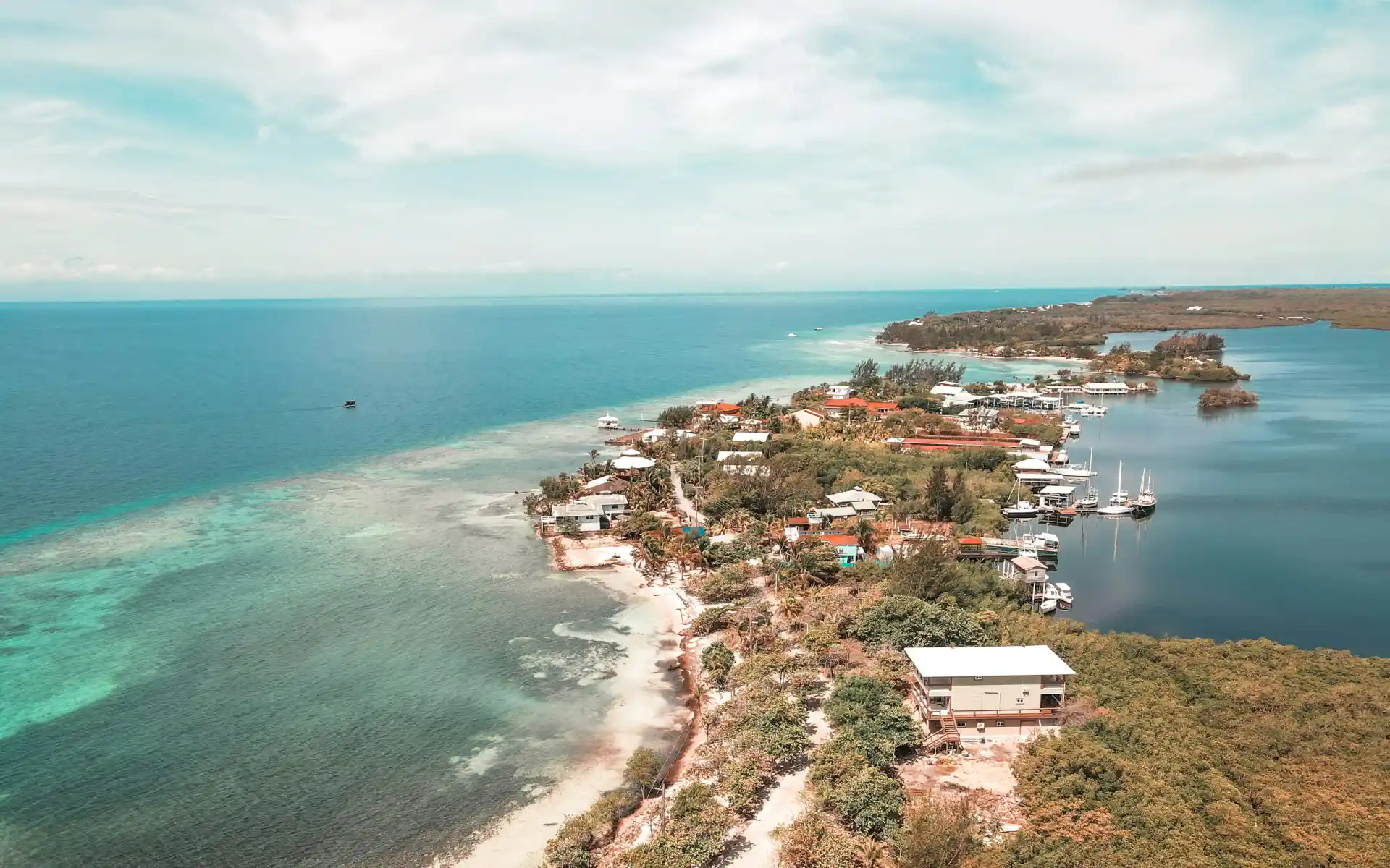 Aerial view of Utila, Honduras