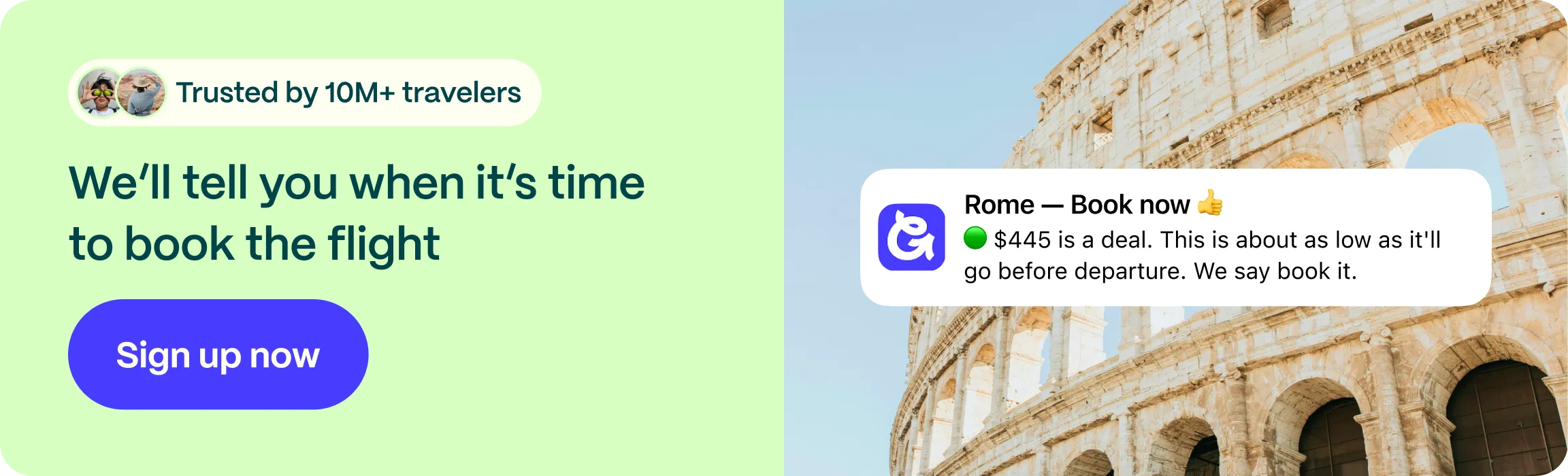 Going alerts you when it's time to book the flight